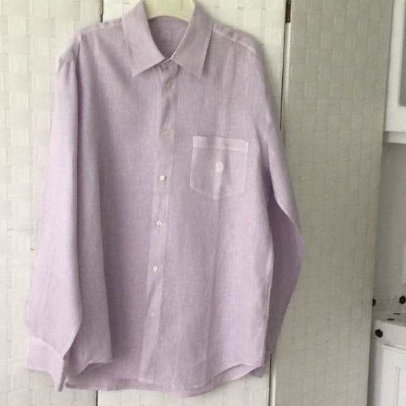Mens Shirt made in Italy Linen neck size 16 sleeves 27”.color lavender #627 - Picture 1 of 8